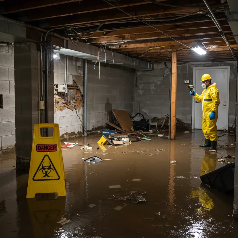 Flooded Basement Electrical Hazard in Bruce, MS Property