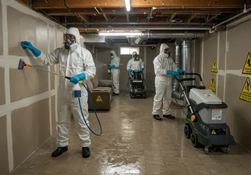 Basement Moisture Removal and Structural Drying process in Bruce, MS